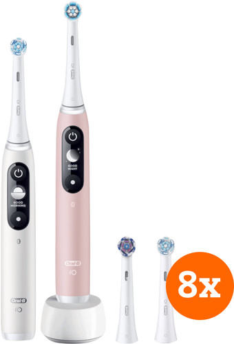 Oral-B iO 6n Wit en Lichtroze Duopack + opzetborstels (8 stuks) Main Image