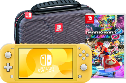 Nintendo Switch Lite Yellow + Mario Kart 8 Deluxe + Bigben Travel Case Main Image