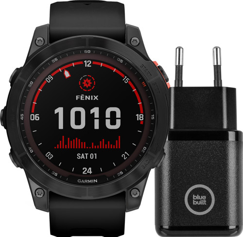 Garmin Fenix 7 Solar Zwart 47mm + BlueBuilt Oplader Main Image