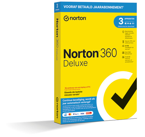 Combo Norton 360 Deluxe 25GB para 3 Dispositivos 12 Meses + Norton