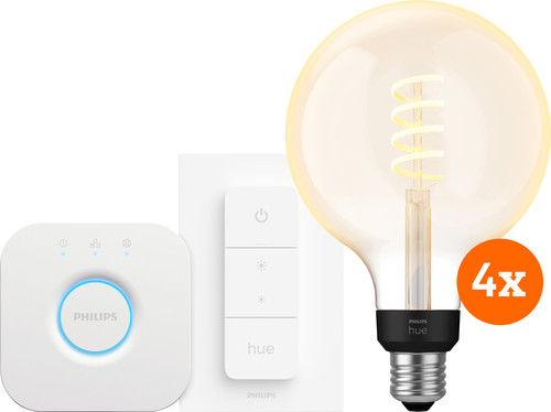 Philips Hue Filament White Ambiance Globe XL 4-Pack Startpakket Main Image