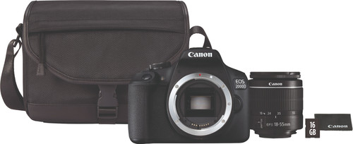 Zelden oase Detecteerbaar Canon EOS 2000D + 18-55mm f/3.5-5.6 DC III + Tas + 16GB Geheugenkaart -  Coolblue - Voor 23.59u, morgen in huis
