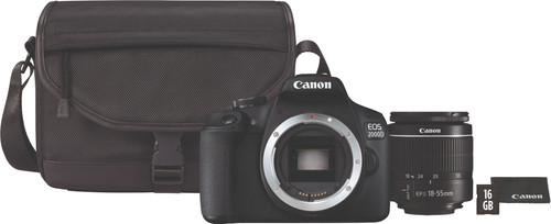 Canon EOS 2000D + 18-55mm f/3.5-5.6 DC III + Bag + 16GB Memory Card Main Image