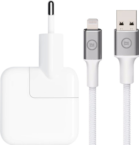 Apple 12W USB Oplader + BlueBuilt Usb A naar Lightning Kabel 1,5m Nylon Wit Main Image