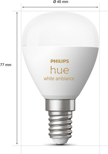 Philips Hue Luster Spherical Light White Ambiance E14 2-pack