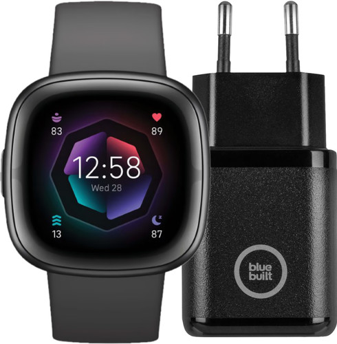 Fitbit Sense 2 Black + BlueBuilt Charger Main Image