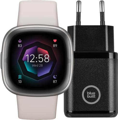 Fitbit Sense 2 Silver/White + BlueBuilt Charger Main Image