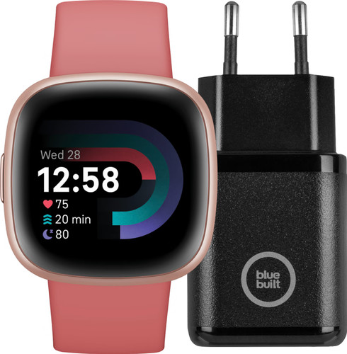 Fitbit Versa 4 Pink + BlueBuilt Charger Main Image