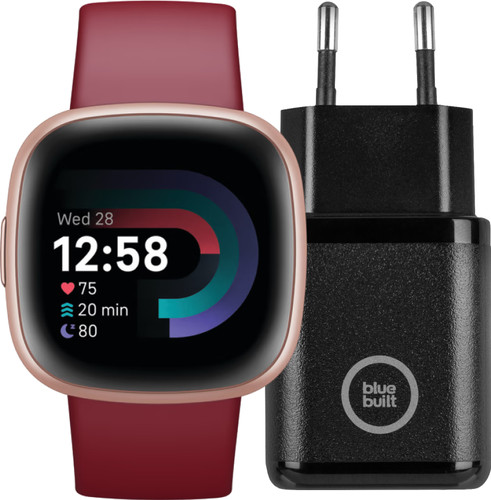 Fitbit Versa 4 Rosegoud/Rood + BlueBuilt Oplader Main Image