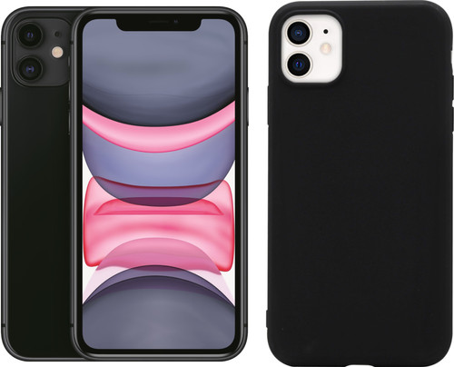 Refurbished iPhone 11 64GB Zwart (Zo goed als nieuw) + BlueBuilt Back Cover Zwart Main Image