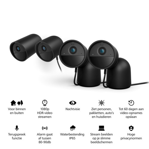 DE BESTE PHILIPS HUE SECURE BEDRADE BEVEILIGINGSCAMERA ZWART