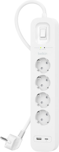 Belkin Surge Protection 4 Outlet 2m USB-C white Main Image