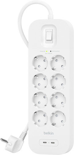 Belkin Surge Protection 8 Outlet 2 Meter Dual Usb C 30W PD Wit Main Image