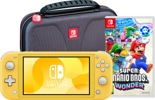 Nintendo Switch Yellow + Super Mario Bros. Wonder + Travel Case ...