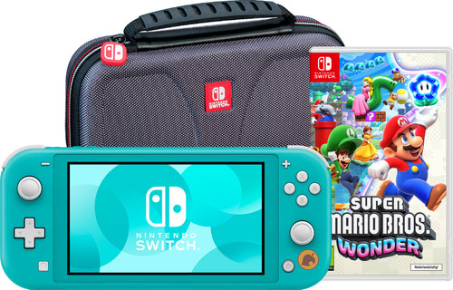 Nintendo Switch Lite Turquoise + Super Mario Bros. Wonder + Beschermhoes Main Image