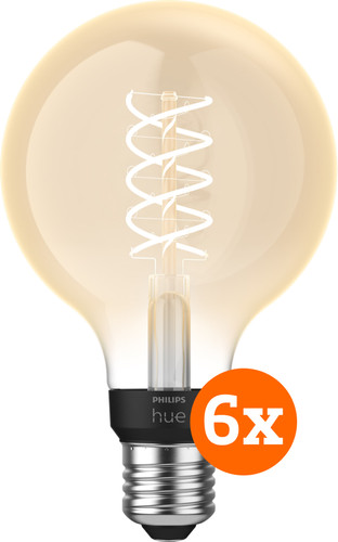 Philips Hue Filament Light White Globe E27 6-pack Main Image