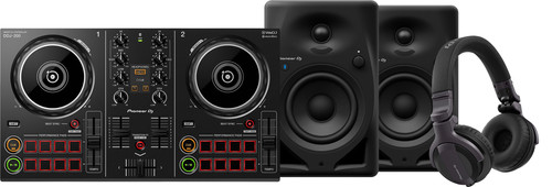 Pioneer DJ DDJ-200 + Pioneer DJ HDJ-CUE1 + Pioneer DJ DM-40D-BT Zwart Main Image