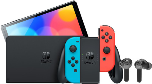 Nintendo Switch OLED Rood/Blauw + JBL Quantum TWS Main Image