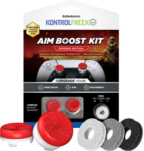 KontrolFreek Inferno AimBoost Thumb Sticks + Precision Rings Red/White PS5/PS4 Main Image