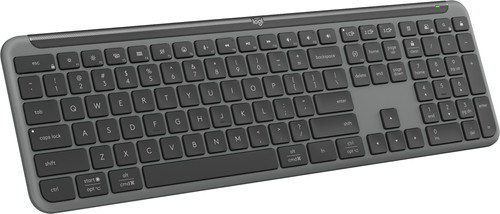 Logitech Signature Slim Solar Wireless Keyboard, Works on Solar and Artificial Light, Durable Battery That Lasts Up to 10 Years, Customizable Keys, Bluetooth - Graphite - AZERTY