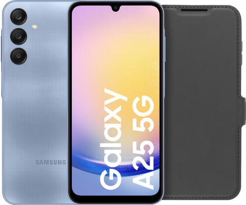 Samsung Galaxy A25 128GB Blue 5G + BlueBuilt Book Case Black Main Image