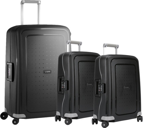 Samsonite S'Cure Spinner 75cm + 55cm + 55cm Black Suitcase Set ...