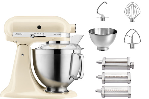 KitchenAid 5KSM185PSEAC Almond Cream + Pasta Roller and Cutter Set (3-piece) Main Image