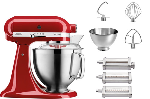 KitchenAid 5KSM185PSEER Empire Red + Pasta Roller and Cutter Set (3-piece) Main Image