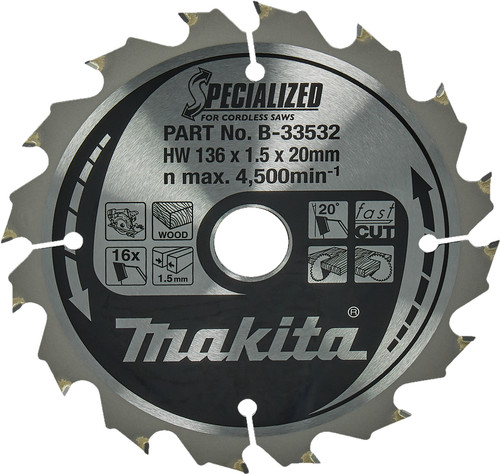 Makita Circular Saw Blade Wood Specialized 136x20x1.5 16T Main Image