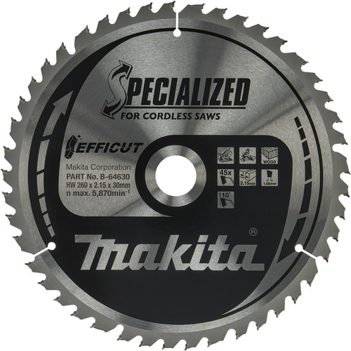 Makita Radial Arm Saw Blade Wood Efficut 260x30x2.15 45T Main Image