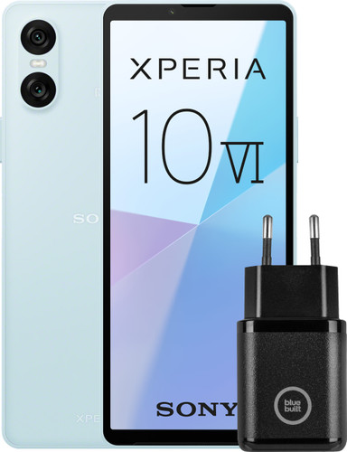 Sony Xperia 10 VI 128GB Blauw 5G + BlueBuilt Oplader met Usb C Poort 30W Zwart Main Image