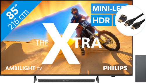 Philips The Xtra 85PML9009 - QD Mini-LED (2024) + Soundbar + HDMI Cable Main Image