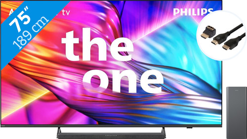 Philips The One 75PUS8909 - Ambilight (2024) + Soundbar + Hdmi kabel Main Image