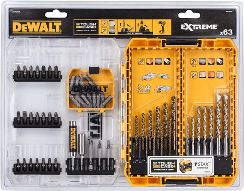 DeWalt 63-piece Concrete Drill Bits EXTREME and HSS-G Metal Drill Bits EXTREME 2 TOUGH CASE Main Image