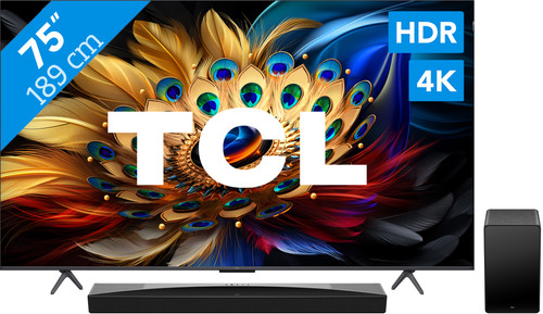 TCL QLED 75C61B (2024) + soundbar Main Image