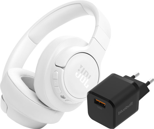 JBL Tune 770NC Wit + BlueBuilt Quick Charge Oplader met Usb A Poort 18W Zwart Main Image