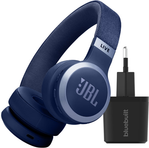 JBL Live 670NC Blue + BlueBuilt Quick Charge Charger with USB-A Port Main Image