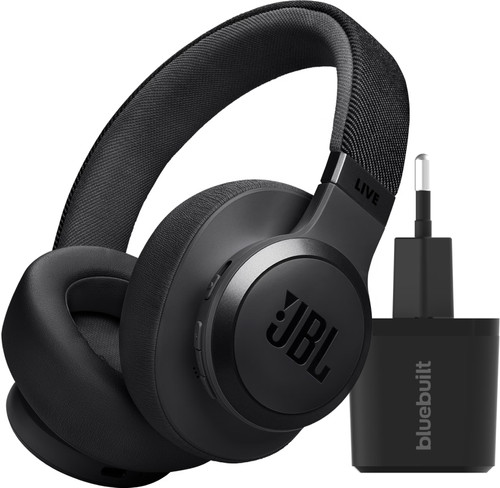 JBL Live 770NC Black + BlueBuilt Quick Charge Charger with USB-A Port Main Image