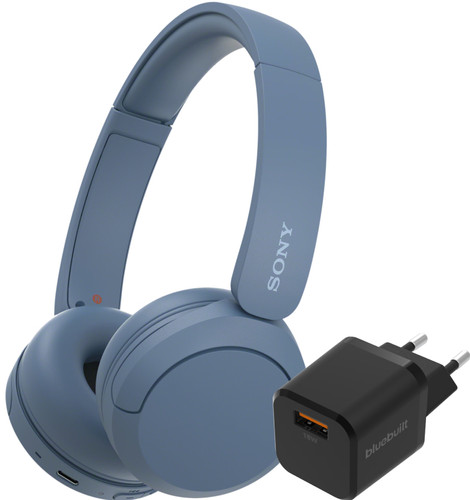 Sony WH-CH520 Blauw + BlueBuilt Quick Charge Oplader met Usb A Poort 18W Zwart Main Image