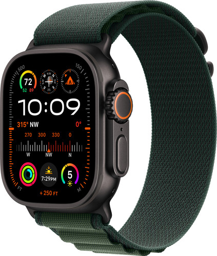 Apple Watch Ultra 2 4G 49mm Black Alpine Watch Strap Green L Main Image