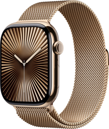 Apple Watch Series 10 4G 46mm Titanium Gold Milanese Watch Strap S/M Main Image