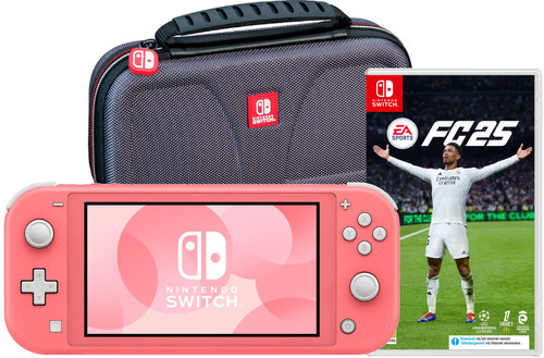 Nintendo Switch Lite Coral + EA Sports FC 25 + Bigben Travel Case Main Image