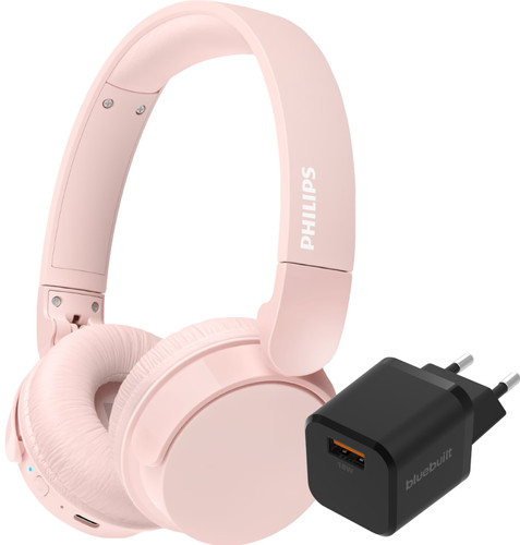 Philips TAH4209 Roze + BlueBuilt Quick Charge Oplader met Usb A Poort 18W Zwart Main Image