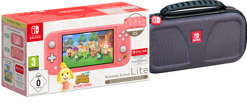 Nintendo Switch Lite Coral + Animal Crossing + Nintendo Switch Online + Travel Case Main Image