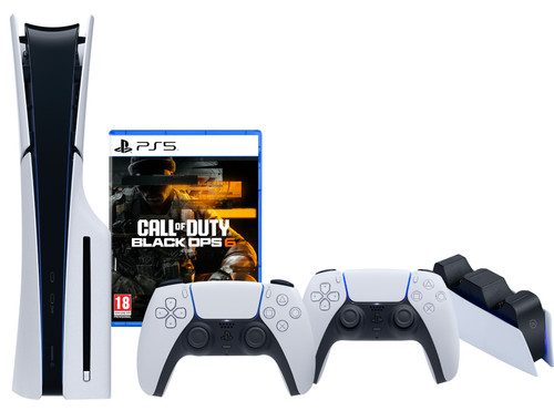 PlayStation 5 Slim Disc Edition + Black Ops 6 + Extra Controller Wit + Oplaadstation Main Image