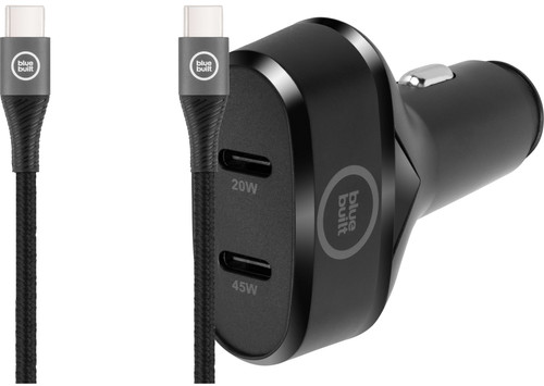 BlueBuilt Power Delivery Autolader 45W Zwart + Usb C Kabel 1,5 Nylon Zwart Main Image