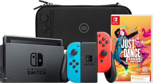 Nintendo Switch Rood/Blauw + Just Dance 2025 + BlueBuilt Beschermhoes Main Image