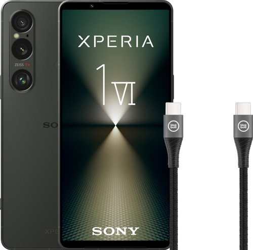 Sony Xperia 1 VI 256GB Groen 5G + BlueBuilt Usb C Kabel 1,5m Nylon Zwart Main Image