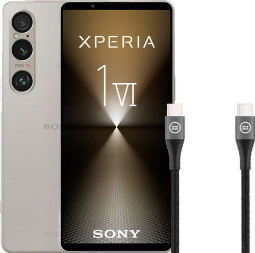 Sony Xperia 1 VI 256GB Zilver 5G + BlueBuilt Usb C Kabel 1,5m Nylon Zwart Main Image