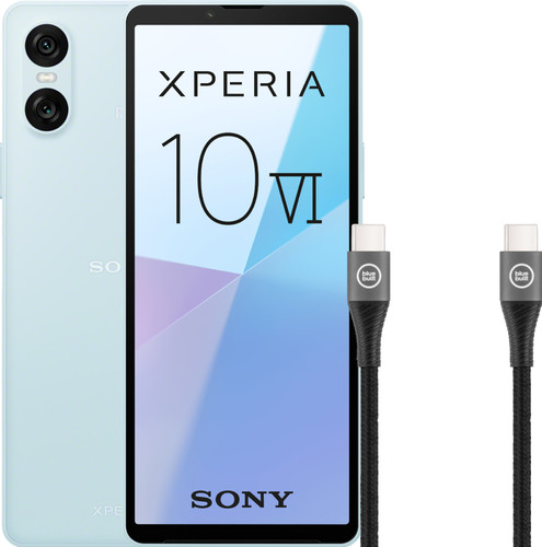 Sony Xperia 10 VI 128GB Blauw 5G + BlueBuilt Usb C Kabel 1,5m Nylon Zwart Main Image